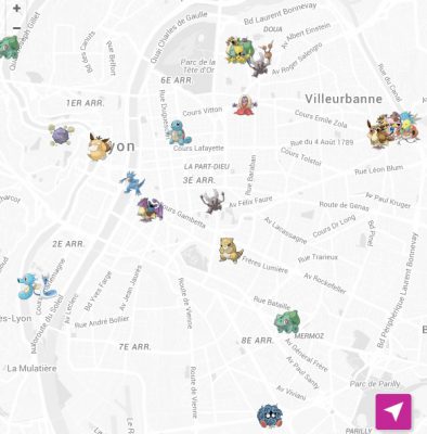Signalement de Pokémon dans le 3z arrdt de Lyon (<A HREF="https://www.pokecrew.com/?latitude=45.75080400482068&longitude=4.860347210121159&zoom=13">Pokecrew</A>)