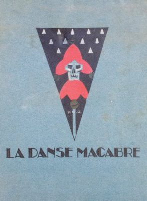 Première de couverture. La Danse Macabre de Pierre Mac Orlan, illustrée par Yan B. Dyl. Ed. Simon Kra, 1927. In-folio, sur papier vélin