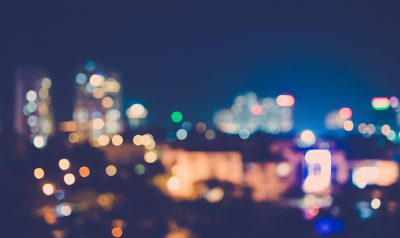 Blurred motion of city lights