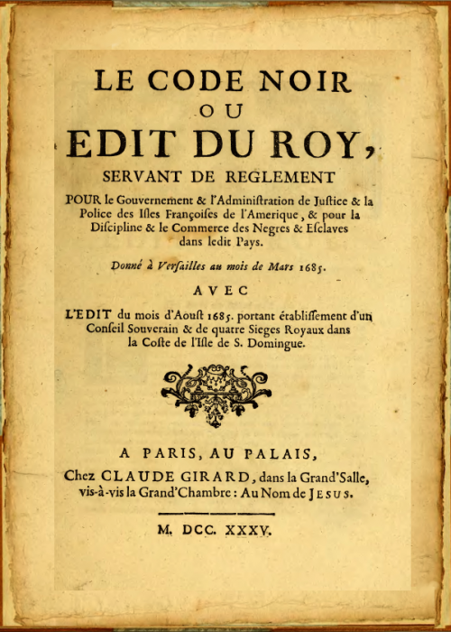 Première page du Code Noir dans sa version de 1685