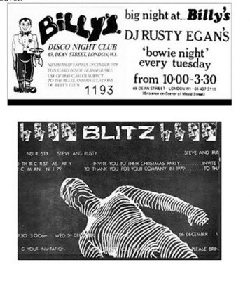 Flyers du Billy's et du Blitz pour les Bowie nights