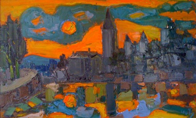 Coucher de soleil sur l'Ile Barbe, Jean Couty