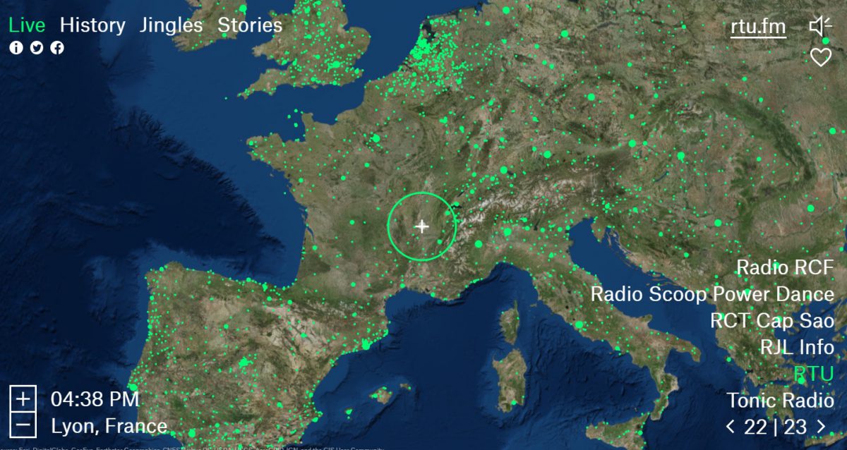 capture d'écran du site Radio Garden
