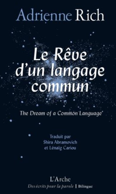 couverture noire avec des étoiles bleues du livre Le rêve d'un langage commun d'Adrienne Rich